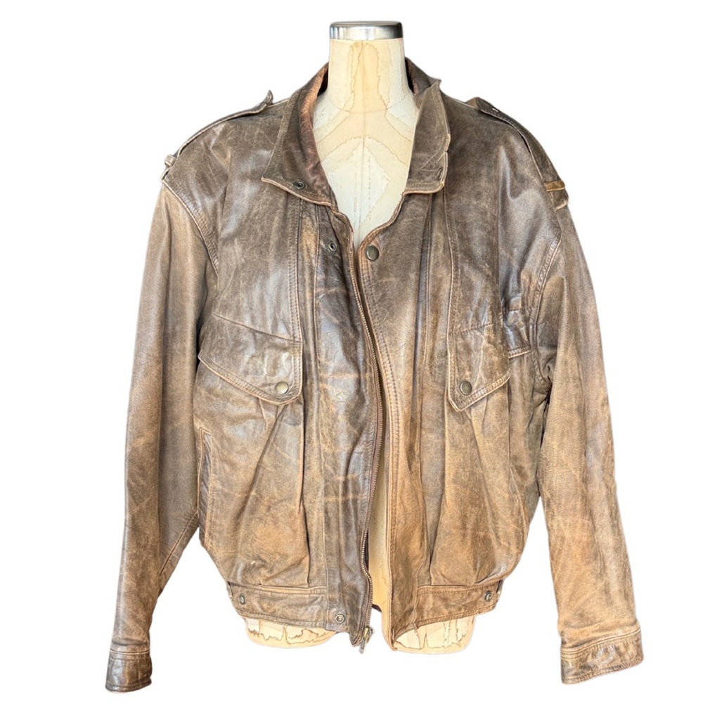 3M Thinsulate Vintage Brown Leather Bomber Jacket Coat Men’s Size Medium